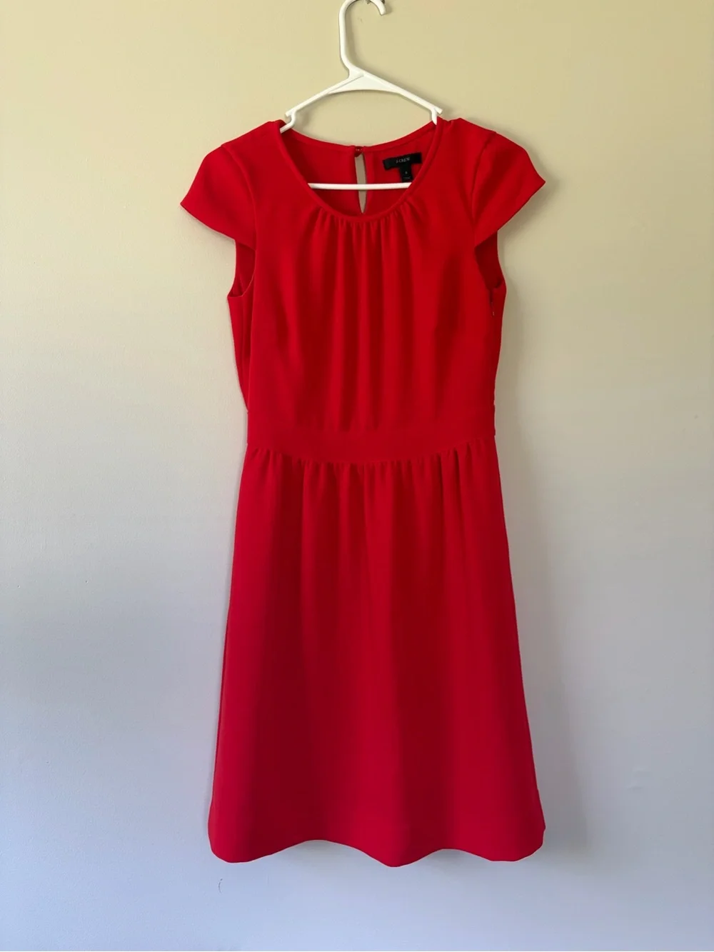 J. Crew Bright Red Cap-Sleeve Dress